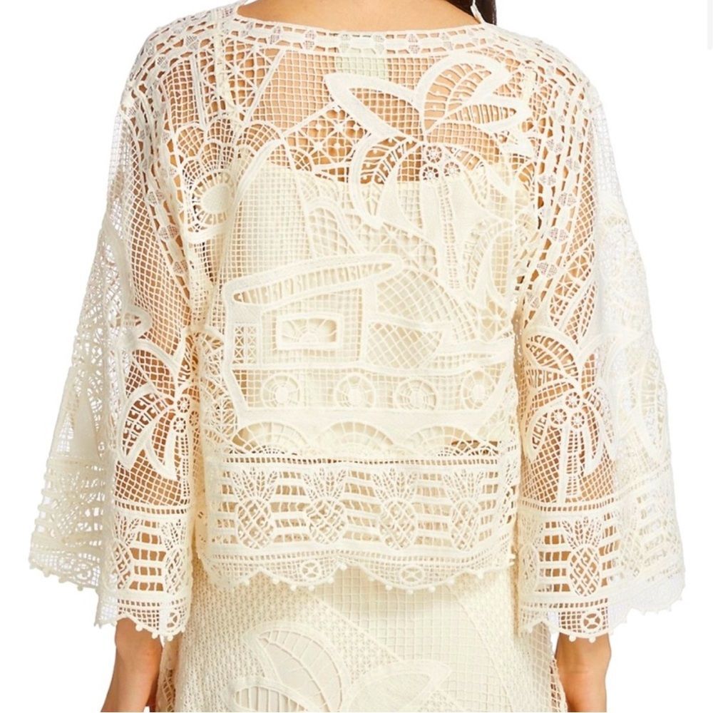 Farm Rio NWT Boho Cropped Guipure Lace Blouse Size small - Picture 6 of 14
